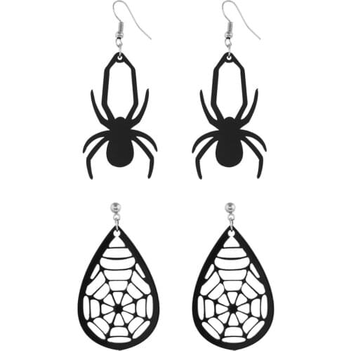 2 Pairs Punk Cool Halloween Spider Web Drop Earrings for Women Girls Cobweb Dangle Earrings Festival Charm Jewelry Accessories