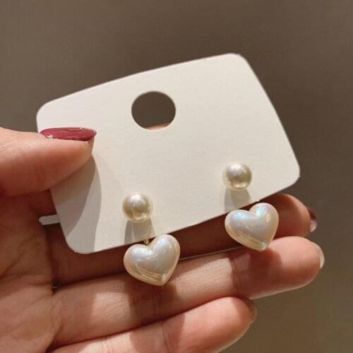 2020 New fashion contracted Heart Pearl fine earrings joker sweet elegant temperament Women Drop earrings