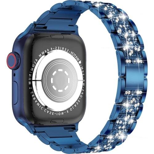 Women Bracelet for apple watch 6 se band 40mm 44mm Bling Diamond Stainless Steel Wristband for iwatch 38mm 42mm 5 4 3 strap