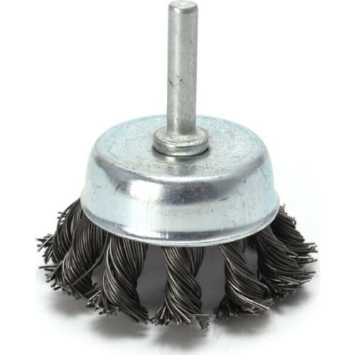 1pc Mini Metal Wire Brush Wheel Cup Crimped Wire Brush Set 1/4inch (6mm) Shank For Power Rotary Tools Polishing Buff