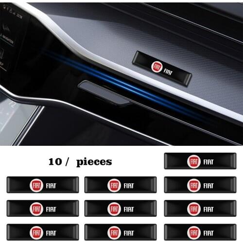 10PCS Car Styling 3D Epoxy Interior Decoration Stickers Decals Emblem For Fiat Panda Bravo Punto Linea Croma 500 595 Accessories