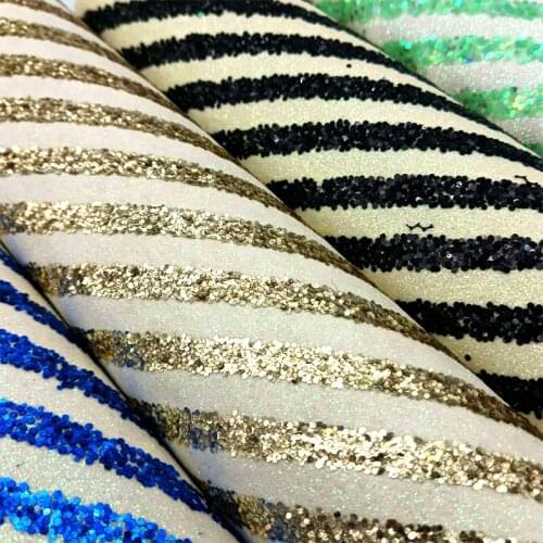 Special Stripe Design Multicolored Glitter Faux Leather Fabric Sheet Spunlace Backing for Making Shoe/Bag/DIY Accessoreies