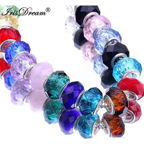 20Pcs Lot Mixed Color Cut Faceted Murano Spacer Glass Beads Fit Pandora Charms Bracelet For DIY Jewelry Making Accessories Women