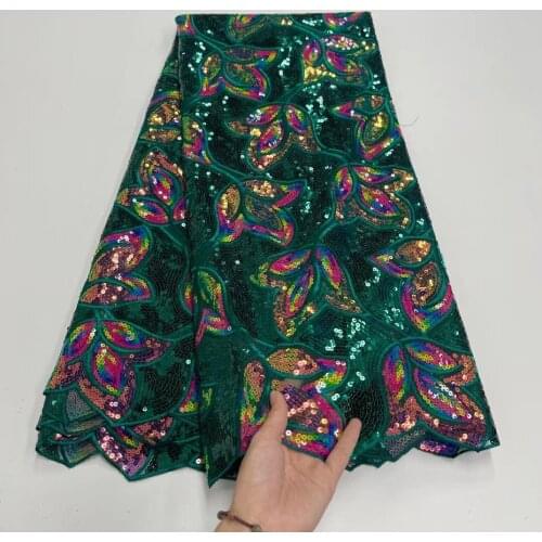 2021 High Quality Sequin Applique Stereoscopic Swiss French Net African Tulle Mesh Lace Fabric For Dress 5yards YL0424