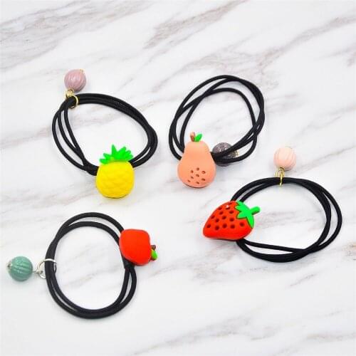 4 Pcs/lot Fruit Hair Accessories Multi-Patterns Girl Women Baby Elastic Hair Band Rubber Bands Headwear Hair Tie Rope