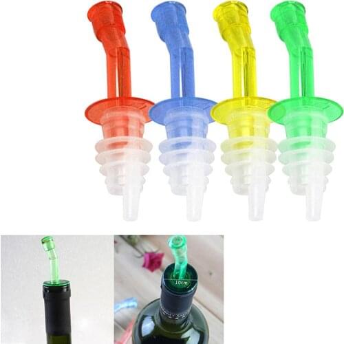 4 x Colorful Tapered Free Flow Bottle Pourers Wine Oil Dispenser Spout Stopper