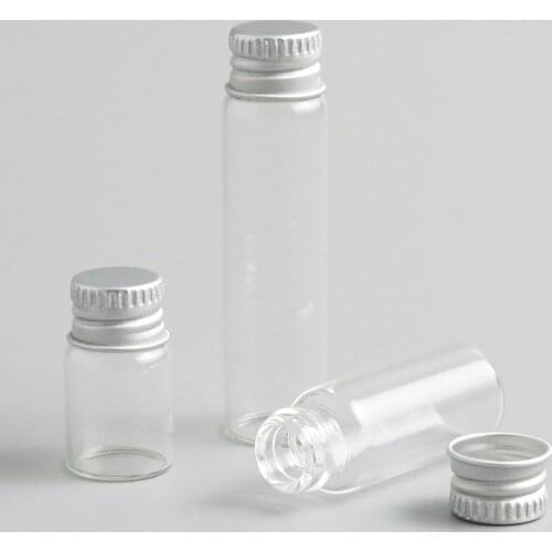 5pcs Clear Glass Bottle Test Tube With Silver Aluminum Lid DIY Tools Wishing Bottles Lab Supply Portable Empty Packaging