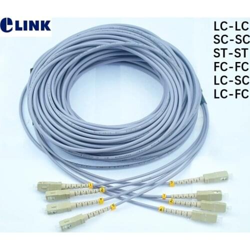 50mtr 4 core Armored fiber patchcords SC LC FC ST UPC APC Multimode 4 fibers Armored optical fibre jumper cable ELINK ftth 50M