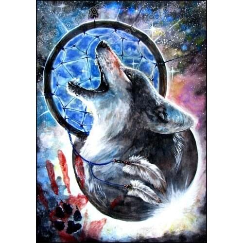 5d DIY Diamond Painting Full Square Drill Indians Wolf Dreamcatcher Mosaic Pictures Diamond Embroidery Rhinestone Cross Stitch