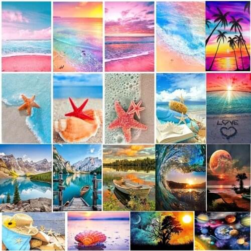 DIY 5D Full Drill Lake Diamond Painting Landscape by Number Kits Crystal Rhinestone Paint for Child Adult Gift Art Craft 30x40cm