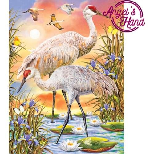 Diamond Embroidery Red-crowned crane DIY Diamond Painting flowers Rhinestones Full Diamond mosaic puzzle Sticker Christmas Gift