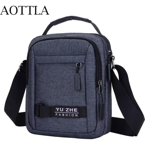 AOTTLA Fashion Men Bag High Quality Casual Men Shoulder Bag Brand Business Travel Multifuction Simple Cheap Mens Crossbody Bag