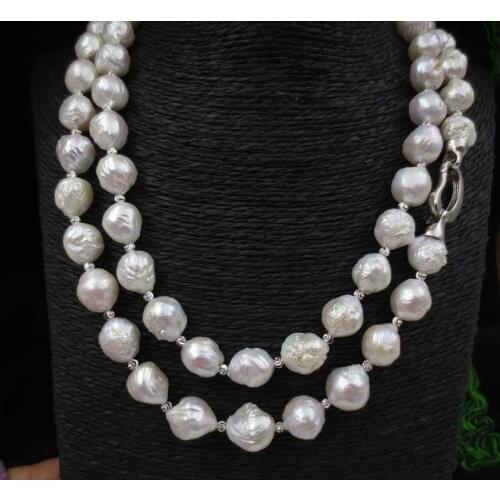 100cm long 11 - 13MM white FURROW Kasumi pearl necklace