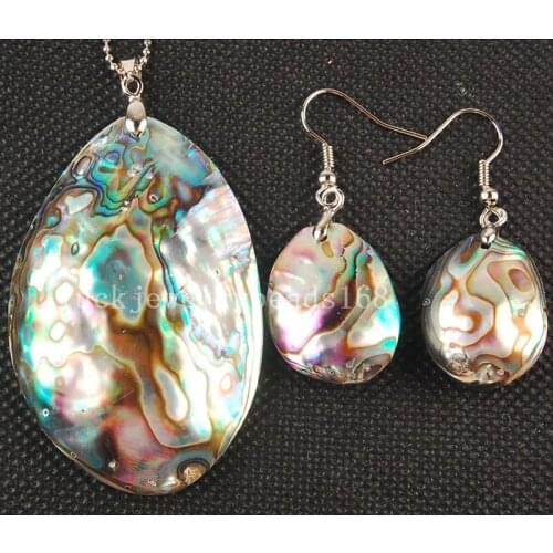 Free Shipping Women Fashion Jewelry New Zealand Abalone Shell Wommen Men Art Pendant Earring Set C3458