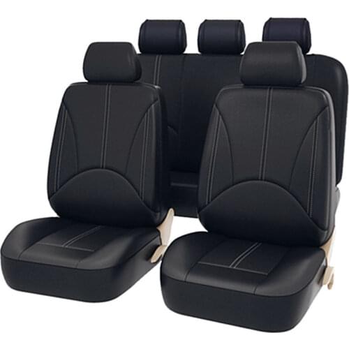 Car Seat Covers Black PU Leather Universal 5-seat Car Seat Cover Dustproof Waterproof Auto Seat Protector Mat Car Accessories