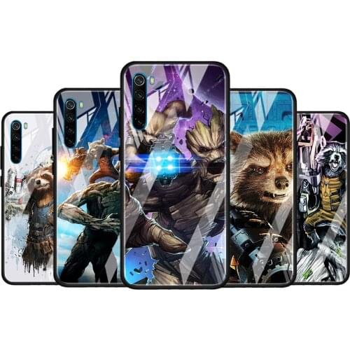 Rocket Raccoon Marvel for Xiaomi Redmi K40 K30 K20 Pro Plus 9C 9A 9 8A 7 Luxury Shell Tempered Glass Phone Case Cover