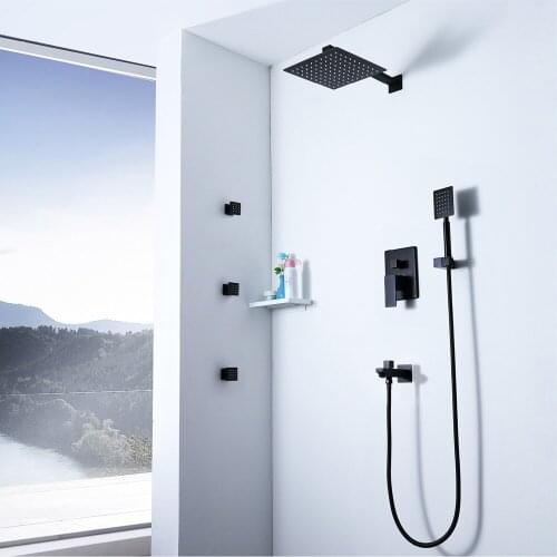 Four Function Black Concealed Side Spray Suit Income Wall Sprinkler Shower