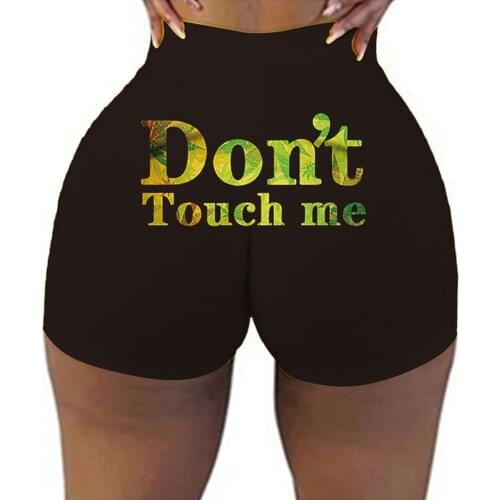 Hirigin Women Sexy Tight Casual Pattern Letter Printed Short Pants Low Waist Skinny Pants Bottoms Plus Size Ladies Short Pants