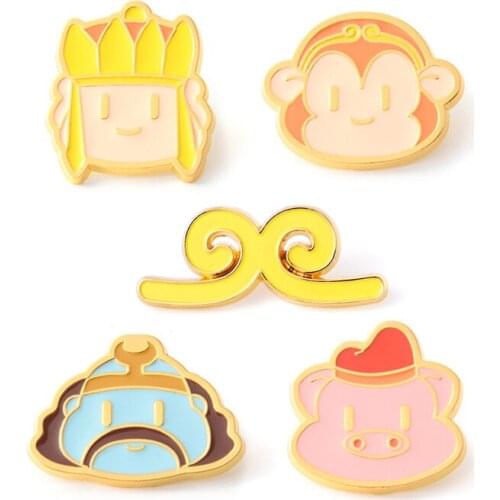 HOSENG Chinese Fairy Tale Cartoon Brooch Journey to the West Character Enamel Pin Monkey King Jewelry Gift HS_5675