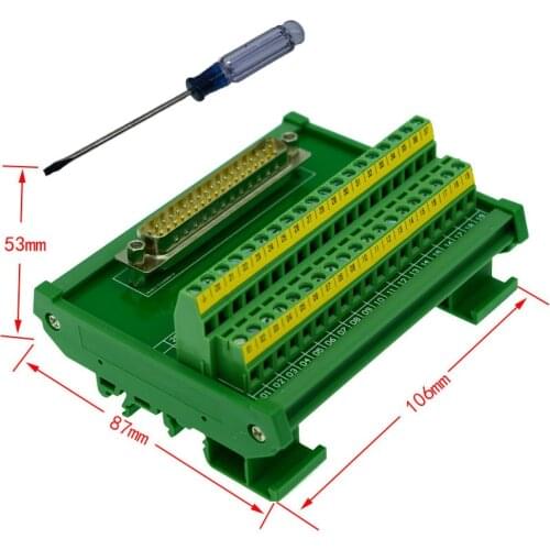 DB37 D-Sub DIN Rail Mount Interface Module , DB37 male Breakout Board