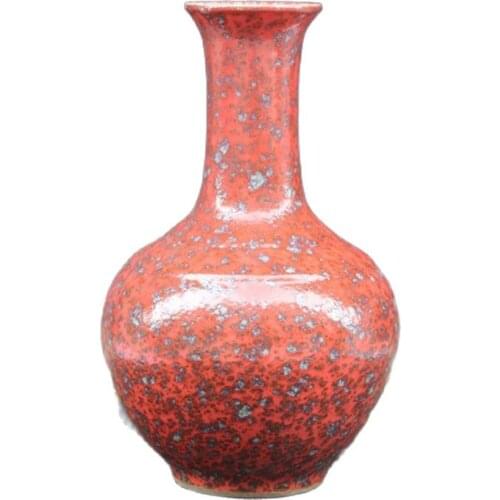 Chinese old porcelain Red Glazed Porcelain Flower vase