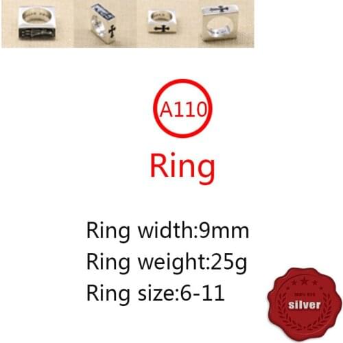 A110 S925 sterling silver ring jewelry personality trend simple cross skull fashion popular hip-hop style gift for lover