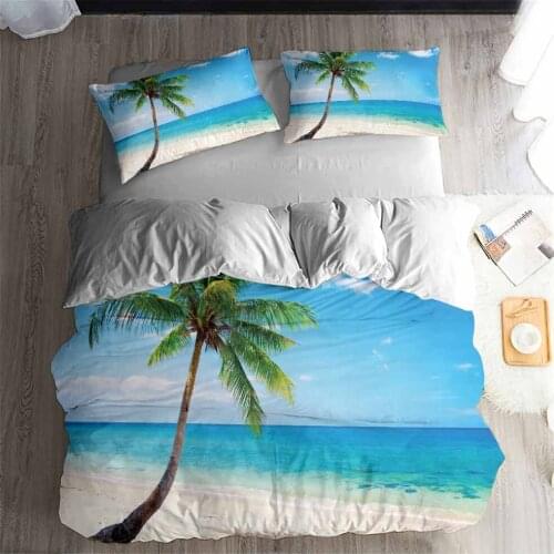HELENGILI 3D Bedding Set Beach Coconut tree Print Duvet cover set bedclothes with pillowcase bed set home Textiles