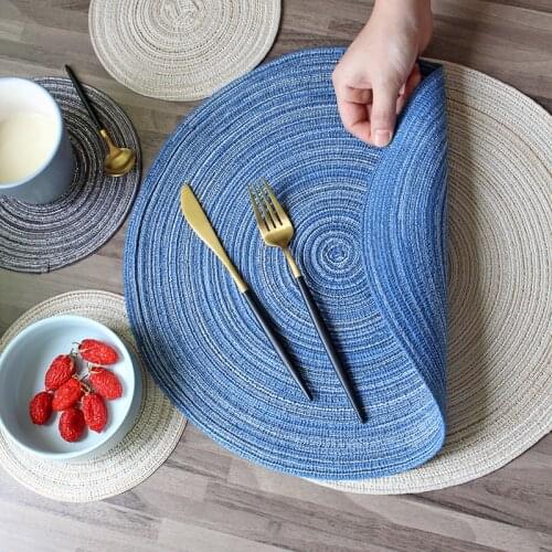 Linen Napkins Round Design Table Napkins Ramie Insulation Pad Solid Placemats Linen Non Slip Table Mat Table Decoration