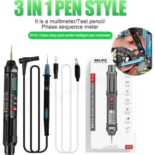 DT-01 3 in 1 pen style multimeter test pencil phase sequence meter sharp gold needle intelligent pen multimeter for Phone repair