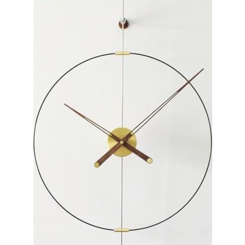 Nordic creative wall clock black walnut large pointer mute simple personality net red wall clock indoor home decoration