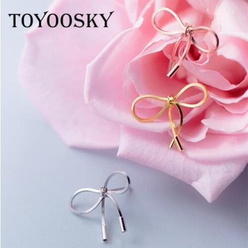 New Design Real 925 Sterling Silver Box Chain Bowknot Shape Earrings for Women Pretty Silver Party Jewelry