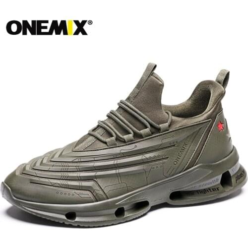 ONEMIX Running Shoes For Men Outdoor Walking Jogging DMX Sneakers Comfortable Man Lace Up Non-slip Travel Massage Sport Shoes