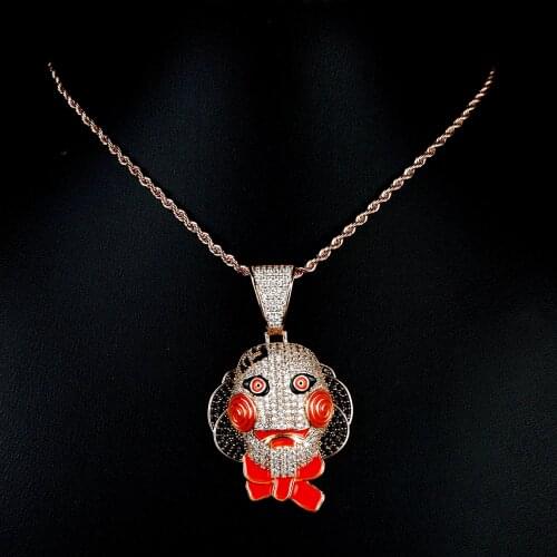 Chainsaw pendant oil zircon mask fashion men hip-hop accessories hip hop street