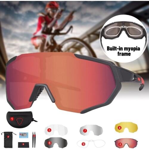 Polarized 5 Lens Riding Glasses Road Bike Glasses Bicycle Sunglasses Mountain Bike Riding Goggles Outdoor Sport Polarized Lenses