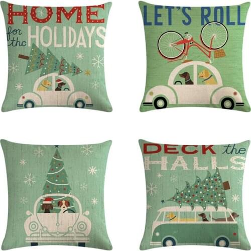 Christmas Pillow Case Deck The Halls Printing Dyeing Sofa Bed Home Decor Pillow Cover Home Holiday New Square Pillow Covers