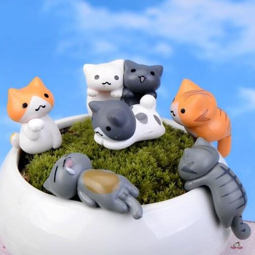 Lucky Cat DIY Assembled Small Decorations Warm E Garden Moss Micro Landscape Ornaments Resin Figurine