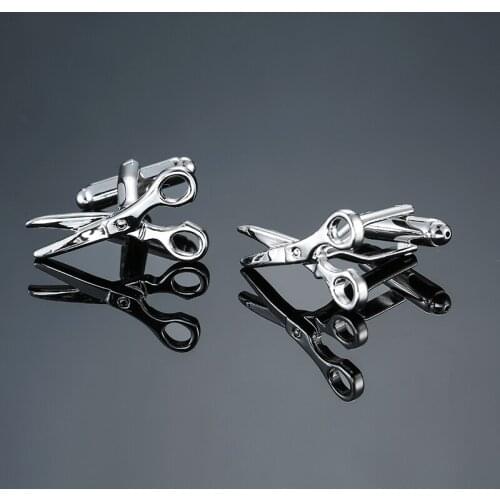 Silvery scissors Design Cuff Links Cufflinks for Mens Shirt Brand Novelty Fashion Cuff bottons Stainless Steel Jewelry