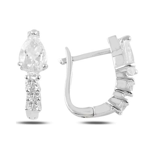 Silver 925 Sterling Zircon Cubic Zirconia J Earrings