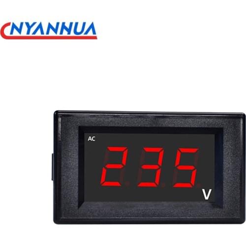 LED AC Digital Voltmeter With Back Cover Embedded AC50-500V Digital Voltage Measuring Instrument 70*40*25mm