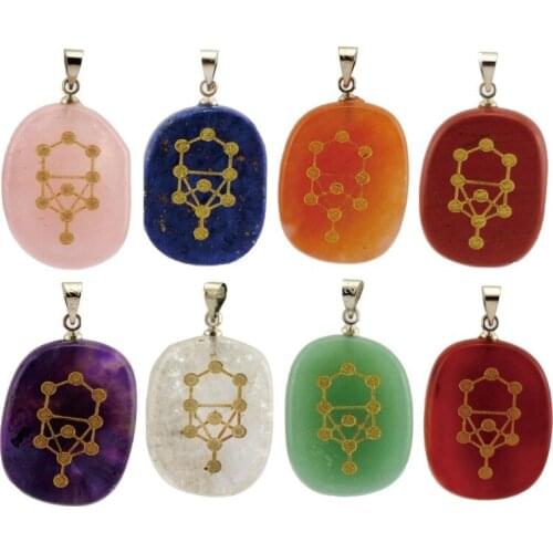 Natural Stone Vintage Religious Kabbalah Tree of Life Symbols Reiki Pendant for Charms Jewelry Making DIY Necklace Accessories