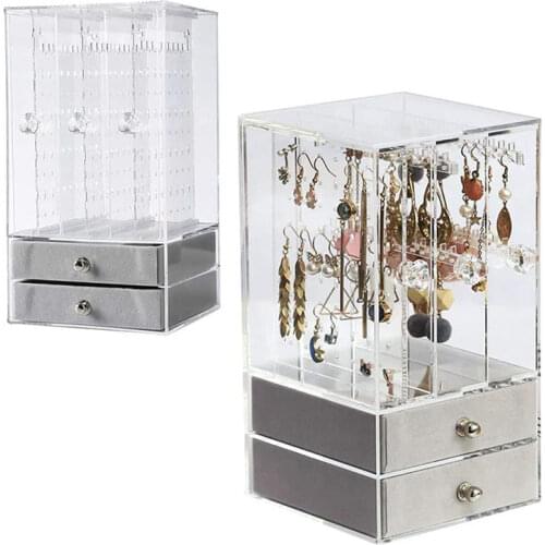 Acrylic Earring Holder Jewelry Box Clear Jewelry holder organizer Necklace Earrings Bracelet Hanger Display Storage Case Decor