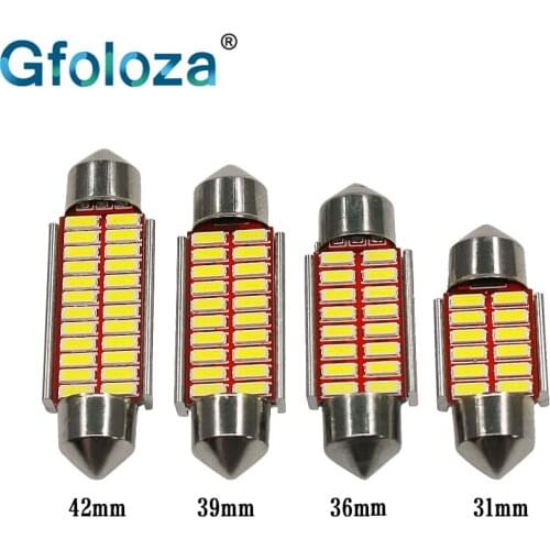 Gfoloza C5W LED CAN BUS Error Free Car Festoon Dome Door License Plate Map Reading Lagguage Light Bulb 31/36/39/42mm White 1PCS