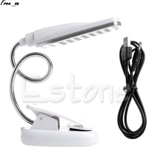 1PC Flexible USB 28 LED Light Clip-on Beside Bed Table Desk Reading Book Lamp