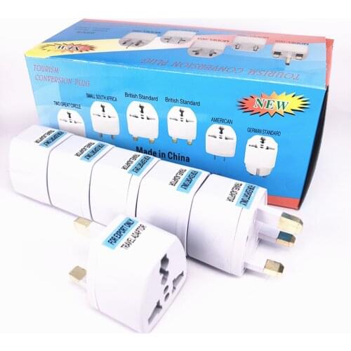 1PC Universal US EU AU Converter to UK HK AC Travel Power Plug Charger Adapter Connector UK plug White Three pins Socket Convert