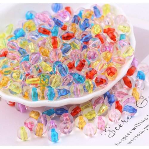 100pcs/lot 8mm/10mm/12mm/14mm Round Beads Acrylic Transparent Inner Colorful Loose Spaceer Beads For Pendant Jewelry Making