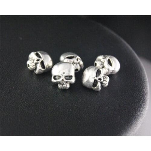 15pcs Silver Color Skull Spacer Beads Charm Jewellery For Bracelet Necklace 11x10mm A2113