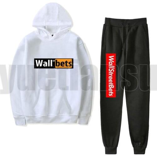 2 Pcs/set WallStreetBets Hoodie Oversized Clothes Tracksuit Men Akatsuki Hoodies+Sweatpants Gamestop Hoodies Gem WSB Sweatshirts