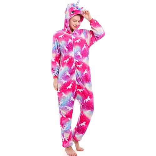 2020 Women Unicorn Pajamas Sets Flannel Cute Stitch Animal Pajamas kits Women Winter unicornio Nightie Pyjama Sleepwear Homewear