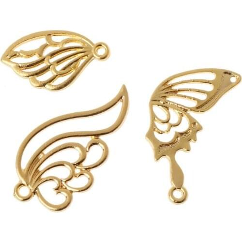 3Pcs Butterfly Wings Metal Frames Pendant Open Bezel Blank Setting Resin Jewelry