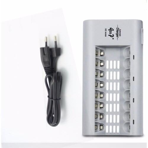 30PCS/LOT GODP US / EU Plug With LED Automatic Ni-MH Ni-CD 8 Bay AA/AAA Rechargeable Battery Charger GD-808A